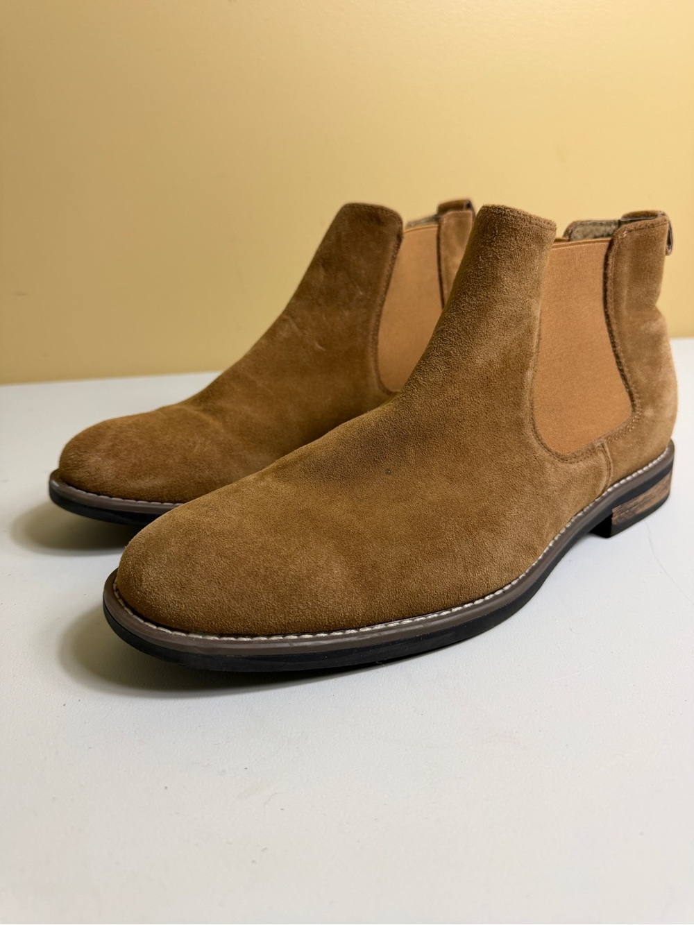 Bruno Marc Men's Suede Chelsea Boots - Camel / Tan - Size 10.5